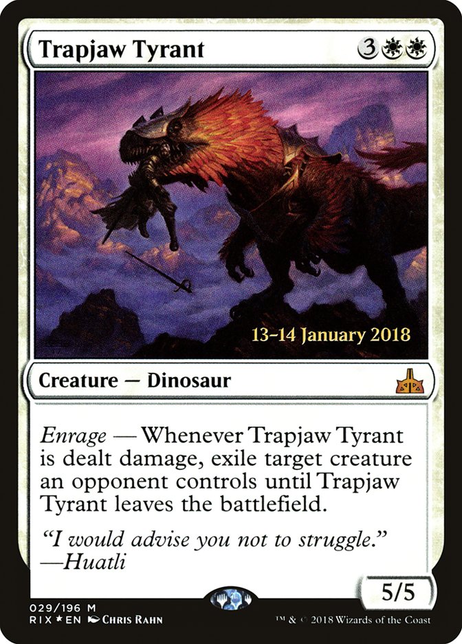 Trapjaw Tyrant [Rivals of Ixalan Prerelease Promos] | The Clever Kobold