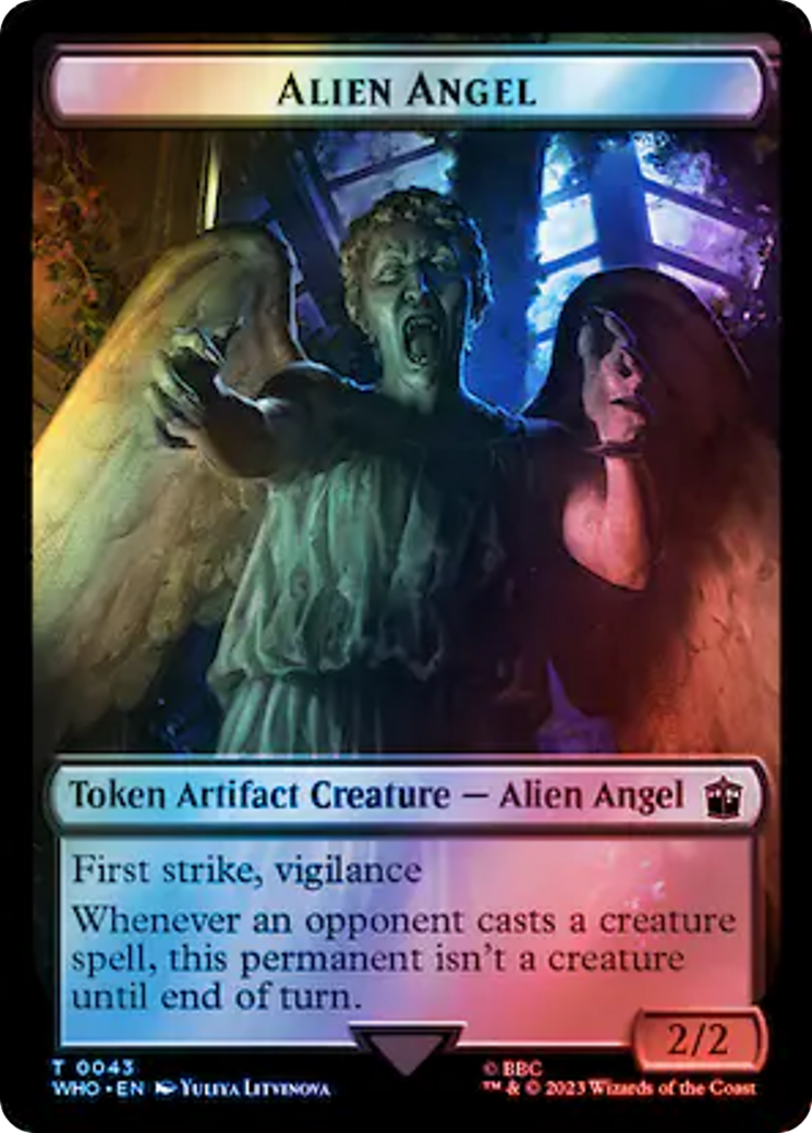 Alien Angel // Clue (0051) Double-Sided Token (Surge Foil) [Doctor Who Tokens] | The Clever Kobold