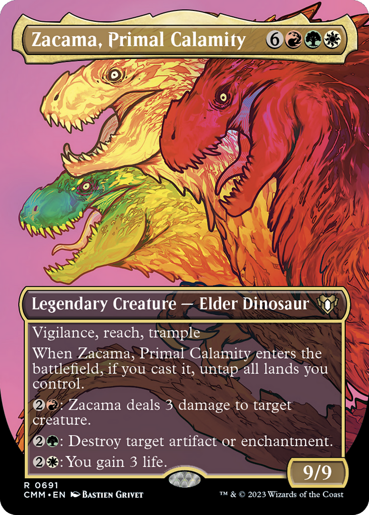 Zacama, Primal Calamity (Borderless Profile) [Commander Masters] | The Clever Kobold