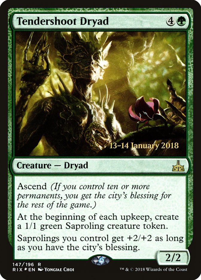 Tendershoot Dryad [Rivals of Ixalan Prerelease Promos] | The Clever Kobold