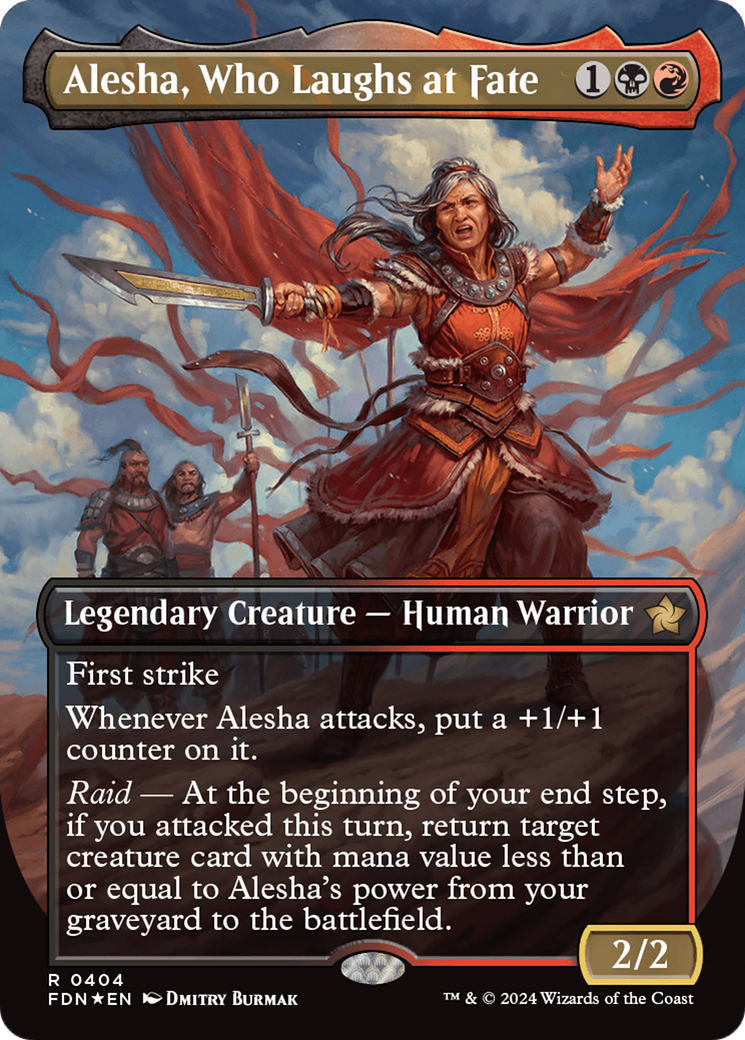 Alesha, Who Laughs at Fate (Borderless) (Mana Foil) [Foundations] | The Clever Kobold