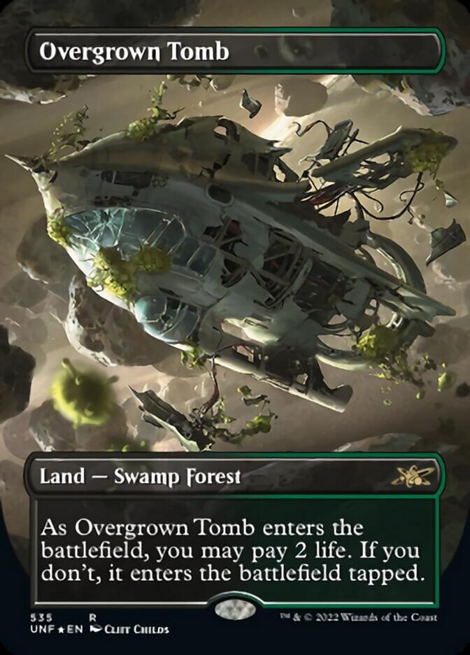 Overgrown Tomb (Borderless) (Galaxy Foil) [Unfinity] | The Clever Kobold