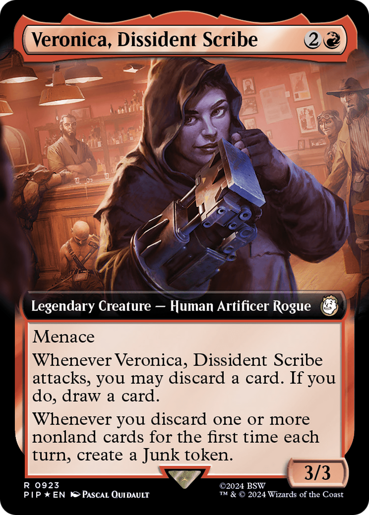 Veronica, Dissident Scribe (Extended Art) (Surge Foil) [Fallout] | The Clever Kobold