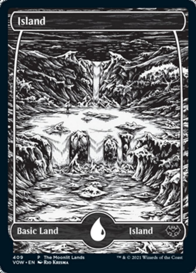 Island (The Moonlit Lands) (Foil Etched) [Innistrad: Crimson Vow Promos] | The Clever Kobold