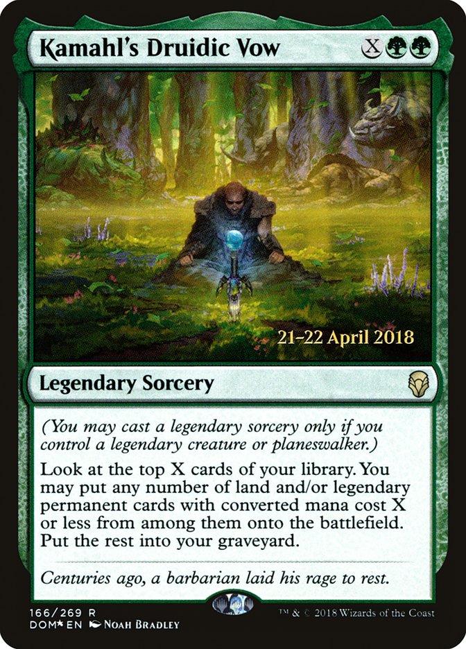 Kamahl's Druidic Vow [Dominaria Prerelease Promos] | The Clever Kobold