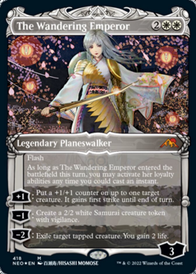 The Wandering Emperor (Showcase) (Foil Etched) [Kamigawa: Neon Dynasty] | The Clever Kobold