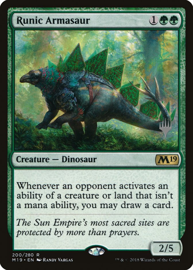 Runic Armasaur (Promo Pack) [Core Set 2019 Promos] | The Clever Kobold