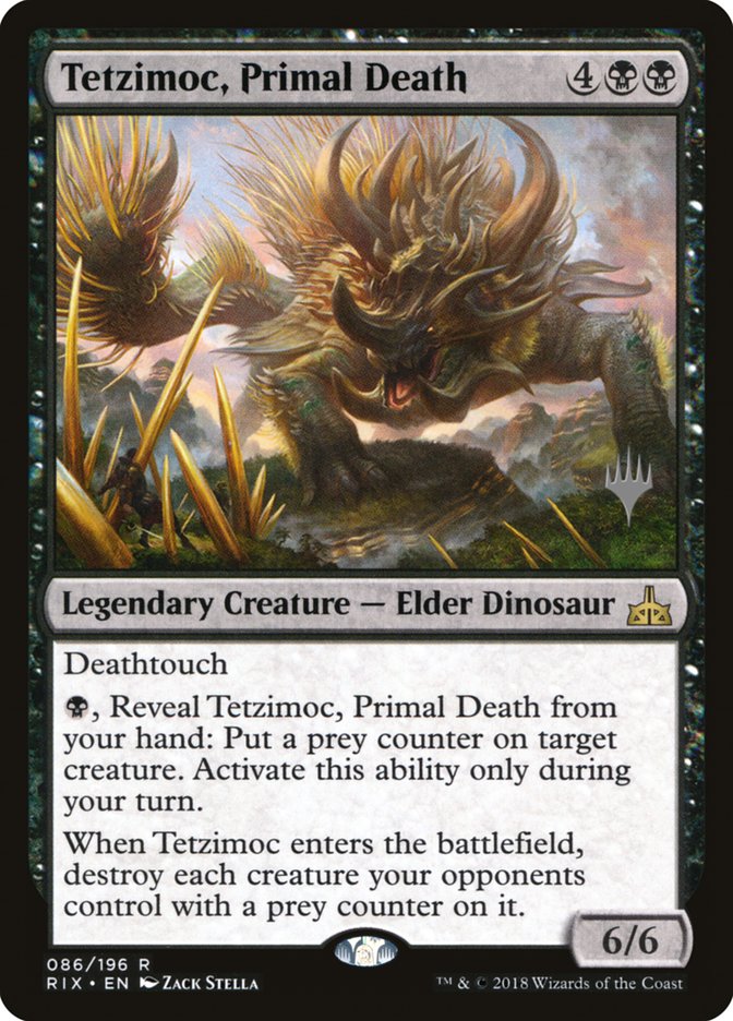 Tetzimoc, Primal Death (Promo Pack) [Rivals of Ixalan Promos] | The Clever Kobold