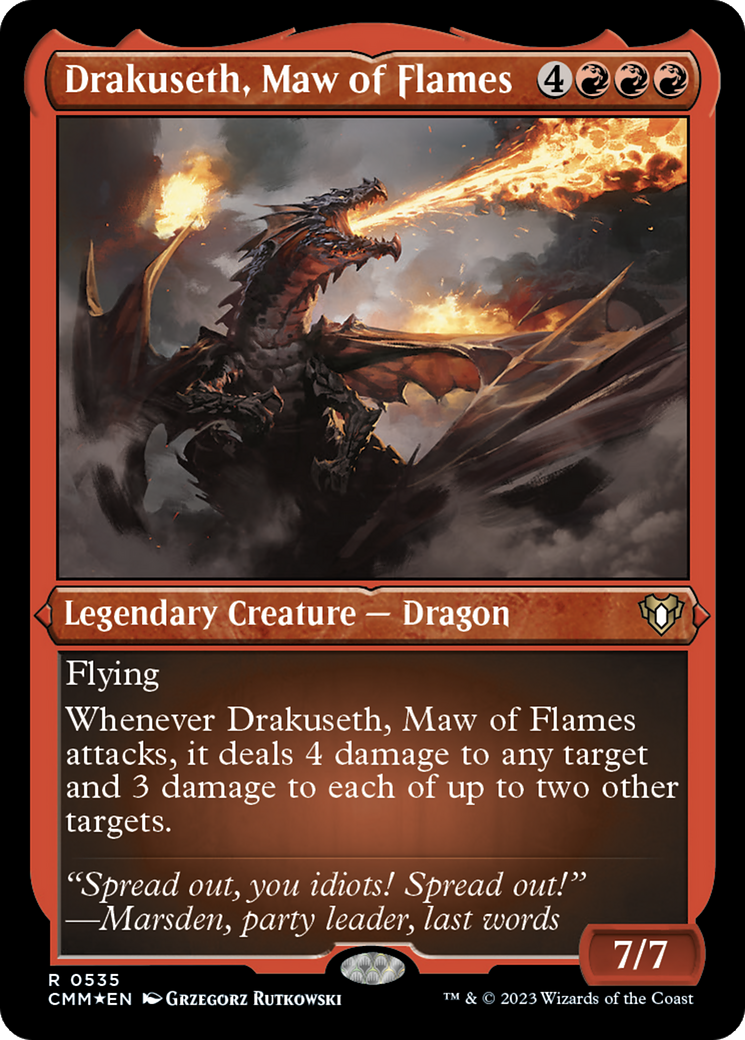 Drakuseth, Maw of Flames (Foil Etched) [Commander Masters] | The Clever Kobold