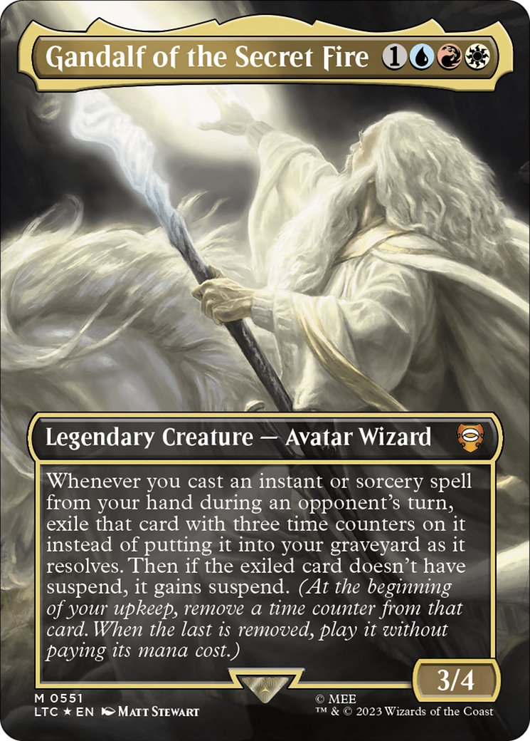 Gandalf of the Secret Fire (Borderless) (Surge Foil) [The Lord of the Rings: Tales of Middle-Earth Commander] | The Clever Kobold