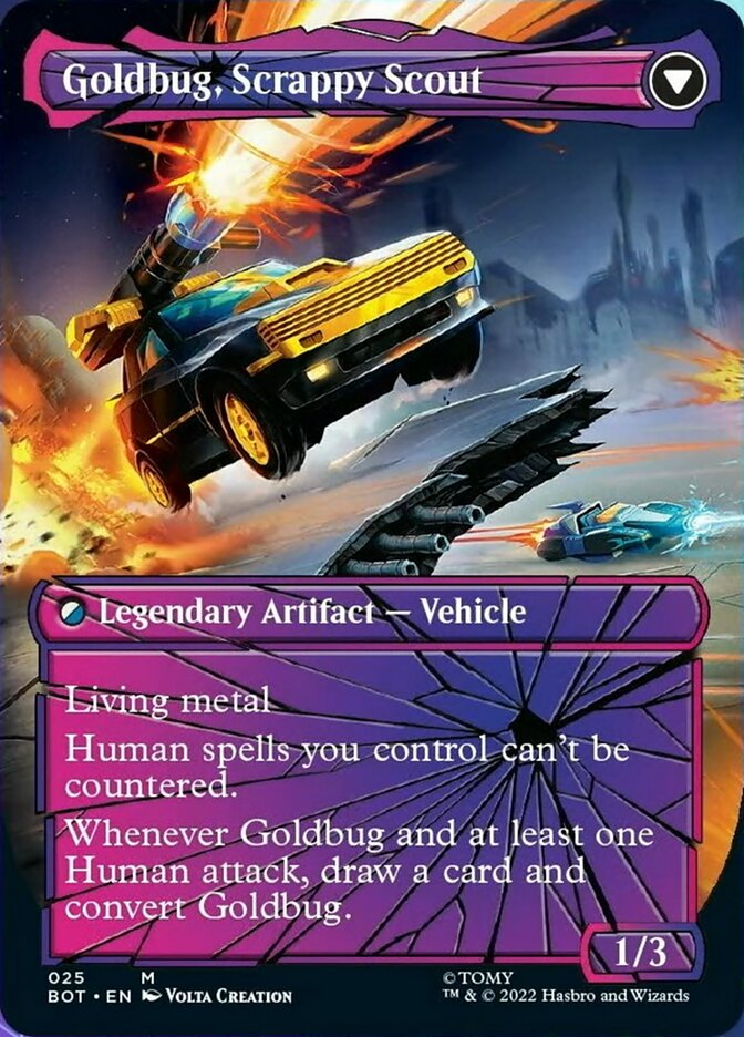 Goldbug, Humanity's Ally // Goldbug, Scrappy Scout (Shattered Glass) [Transformers] | The Clever Kobold