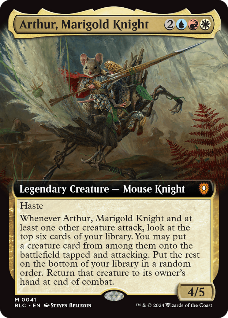 Arthur, Marigold Knight (Extended Art) [Bloomburrow Commander] | The Clever Kobold