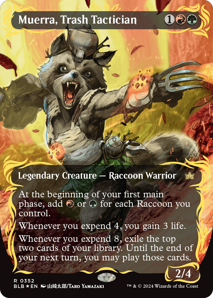 Muerra, Trash Tactician (Borderless) (Raised Foil) [Bloomburrow] | The Clever Kobold