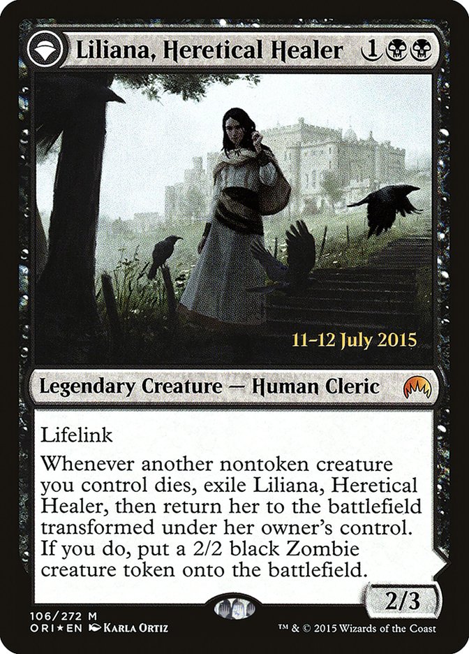 Liliana, Heretical Healer // Liliana, Defiant Necromancer [Magic Origins Prerelease Promos] | The Clever Kobold