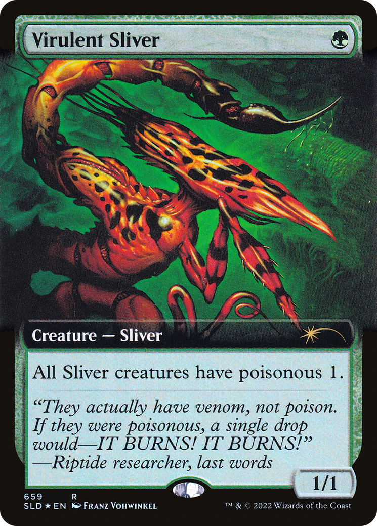 Virulent Sliver (Extended Art) (Step-and-Compleat Foil) [Secret Lair Drop Promos] | The Clever Kobold