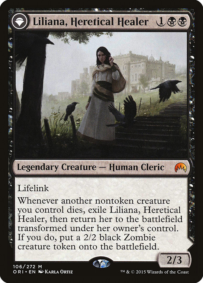 Liliana, Heretical Healer // Liliana, Defiant Necromancer [Magic Origins] | The Clever Kobold