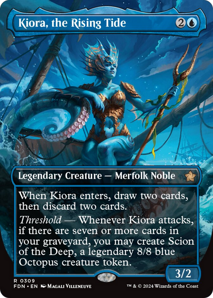 Kiora, the Rising Tide (Borderless) [Foundations] | The Clever Kobold