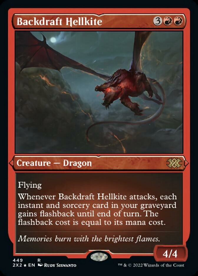 Backdraft Hellkite (Foil Etched) [Double Masters 2022] | The Clever Kobold