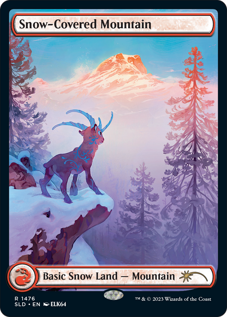 Snow-Covered Mountain (1476) (Rainbow Foil) [Secret Lair Drop Series] | The Clever Kobold