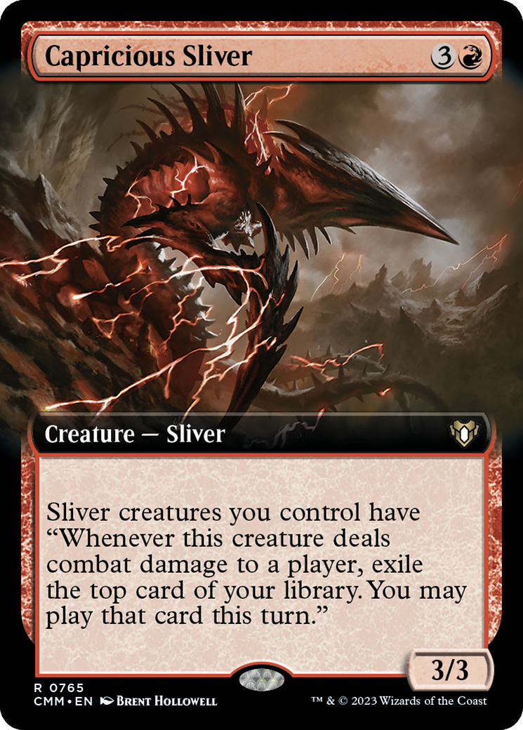 Capricious Sliver (Extended Art) [Commander Masters] | The Clever Kobold