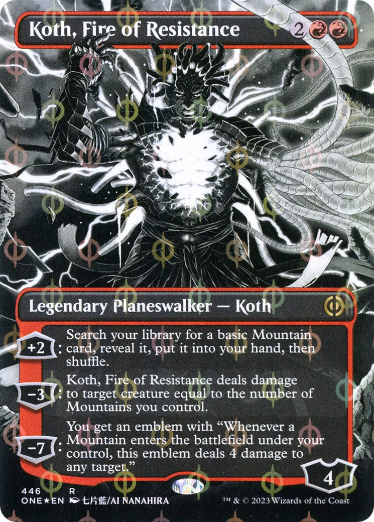 Koth, Fire of Resistance (Borderless) (Step-and-Compleat Foil) [ONE - 446]