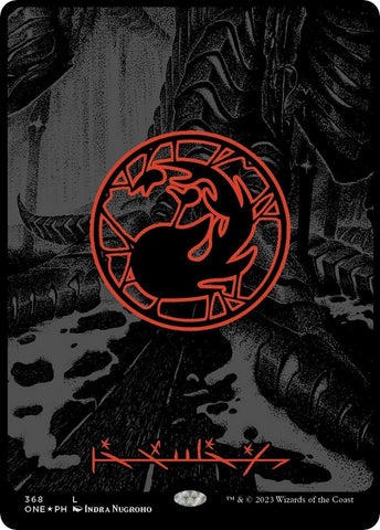 Mountain (Phyrexian) - Full Art (Oil Slick Raised Foil)