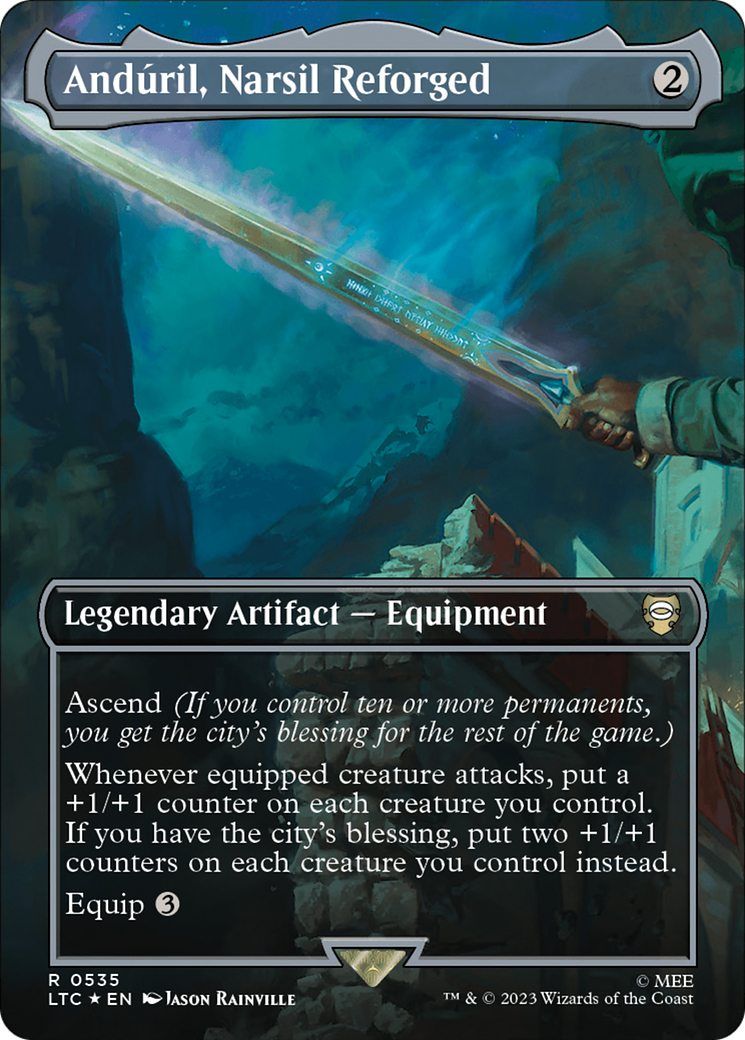 Anduril, Narsil Reforged (Borderless) (Surge Foil) [The Lord of the Rings: Tales of Middle-Earth Commander] | The Clever Kobold