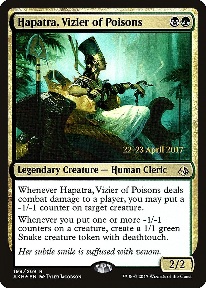 Hapatra, Vizier of Poisons [Amonkhet Prerelease Promos] | The Clever Kobold