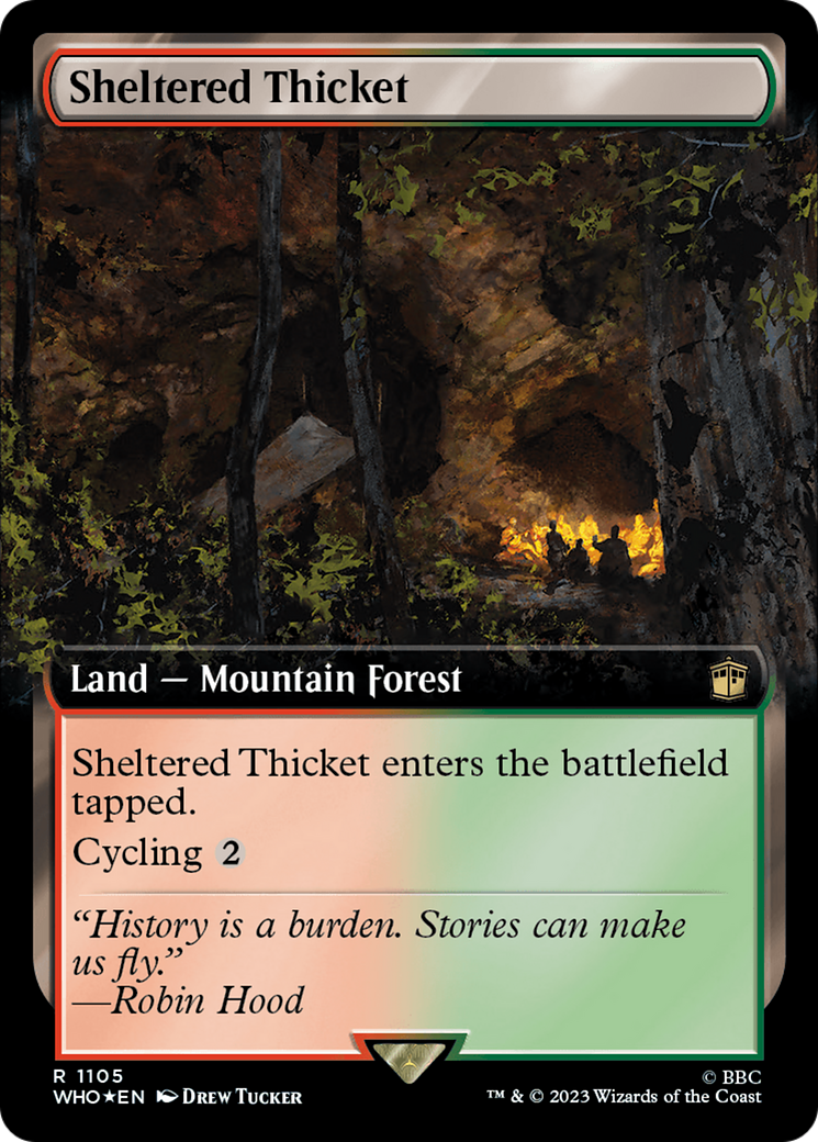 Sheltered Thicket (Extended Art) (Surge Foil) [Doctor Who] | The Clever Kobold