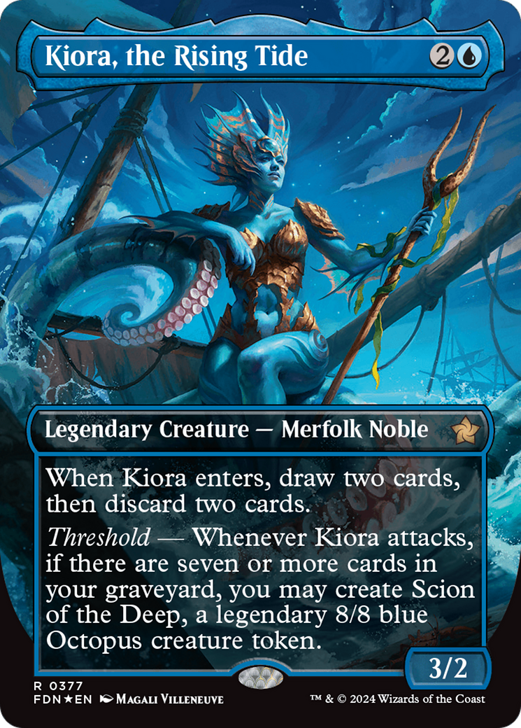 Kiora, the Rising Tide (Borderless) (Mana Foil) [Foundations] | The Clever Kobold