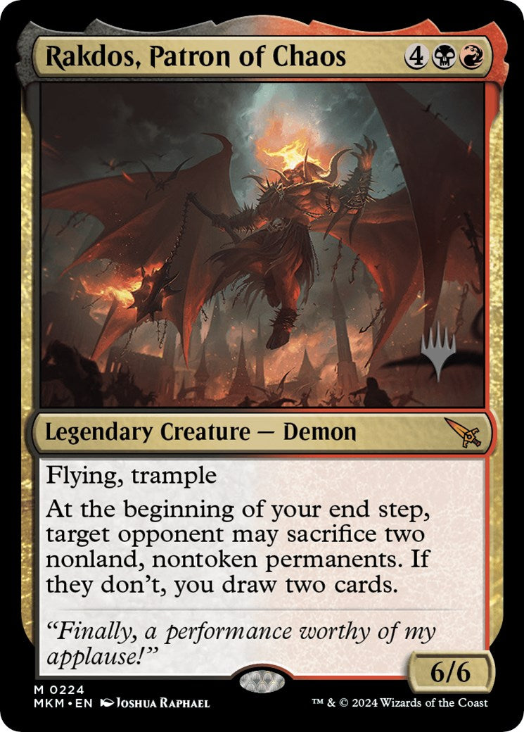 Rakdos, Patron of Chaos (Promo Pack) [Murders at Karlov Manor Promos] | The Clever Kobold