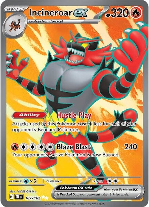 Incineroar ex (187/162) [Scarlet & Violet: Temporal Forces] | The Clever Kobold