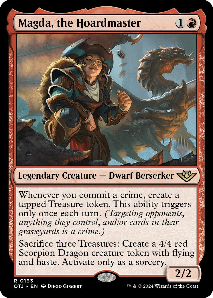 Magda, the Hoardmaster (Promo Pack) [Outlaws of Thunder Junction Promos] | The Clever Kobold