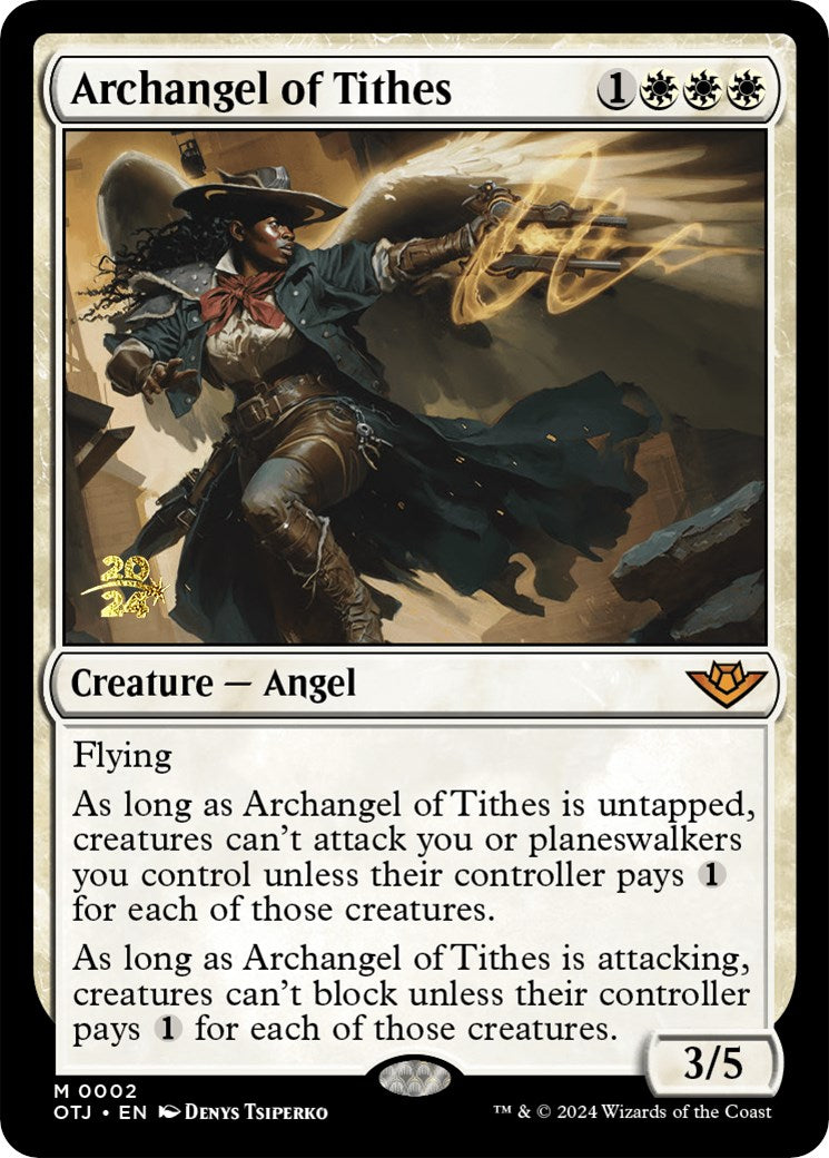 Archangel of Tithes [Outlaws of Thunder Junction Prerelease Promos] | The Clever Kobold