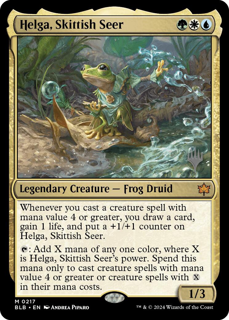 Helga, Skittish Seer (Promo Pack) [Bloomburrow Promos] | The Clever Kobold