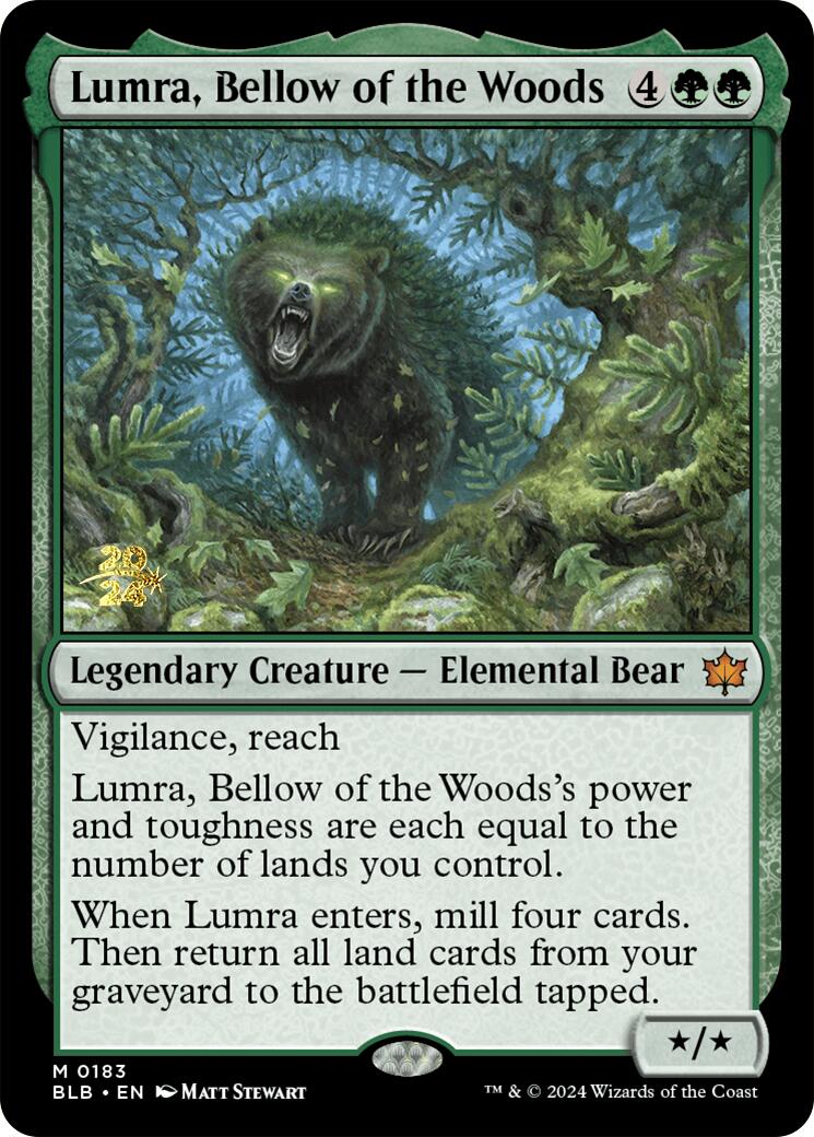 Lumra, Bellow of the Woods [Bloomburrow Prerelease Promos] | The Clever Kobold