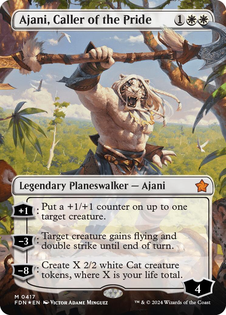 Ajani, Caller of the Pride (Borderless) (Mana Foil) [Foundations] | The Clever Kobold