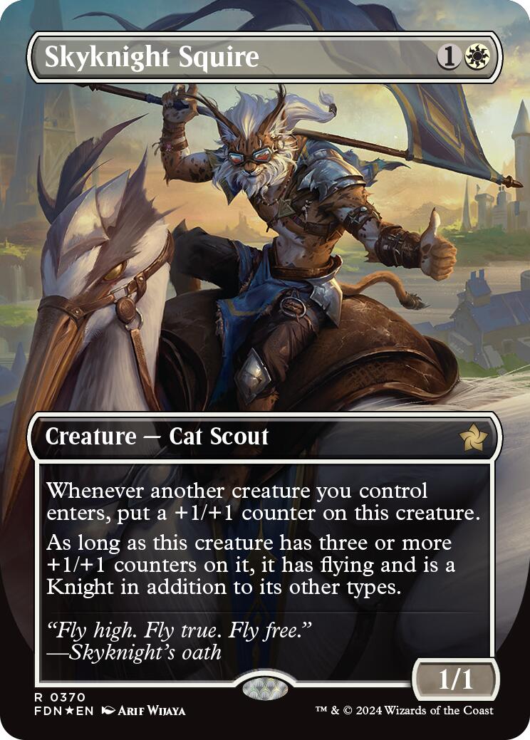 Skyknight Squire (Borderless) (Mana Foil) [Foundations] | The Clever Kobold