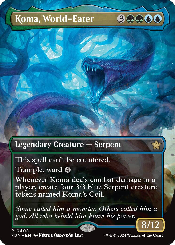 Koma, World-Eater (Borderless) (Mana Foil) [FDN - 408]