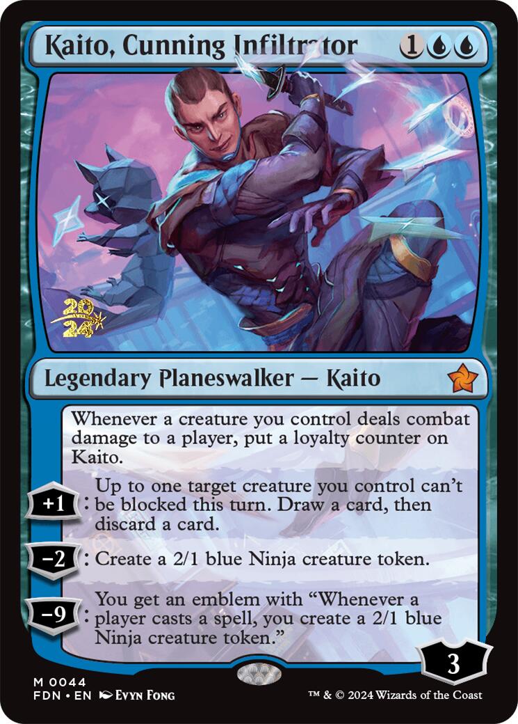 Kaito, Cunning Infiltrator [Foundations Prerelease Promos] | The Clever Kobold