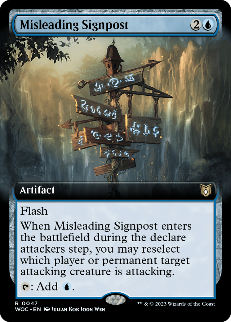 Misleading Signpost (Extended Art) [Wilds of Eldraine Commander] | The Clever Kobold