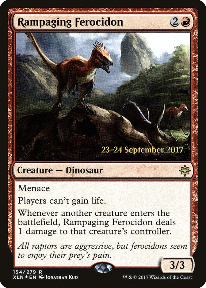 Rampaging Ferocidon [Ixalan Prerelease Promos] | The Clever Kobold