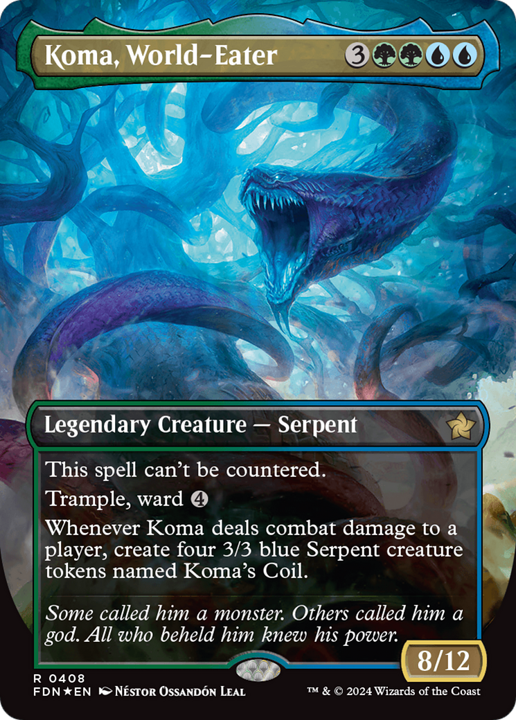 Koma, World-Eater (Borderless) (Mana Foil) [Foundations] | The Clever Kobold