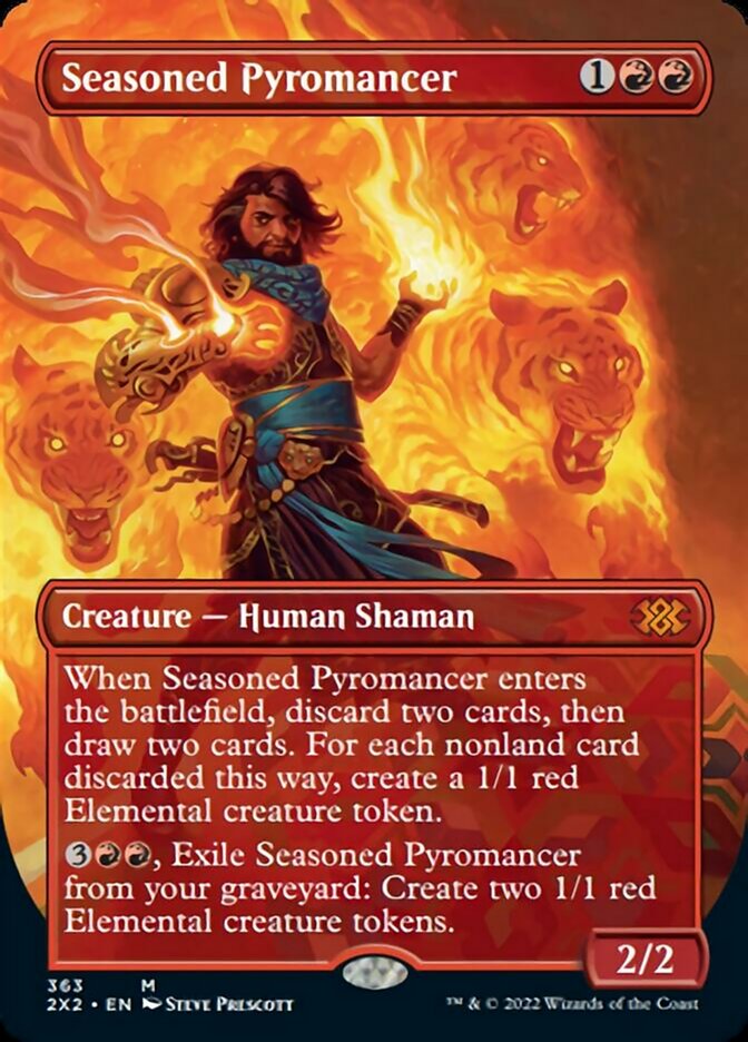 Seasoned Pyromancer (Borderless Alternate Art) [Double Masters 2022] | The Clever Kobold