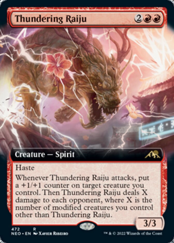 Thundering Raiju (Extended Art) [Kamigawa: Neon Dynasty] | The Clever Kobold