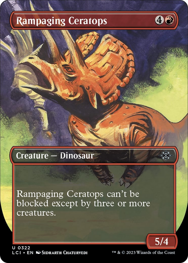 Rampaging Ceratops (Borderless) [The Lost Caverns of Ixalan] | The Clever Kobold