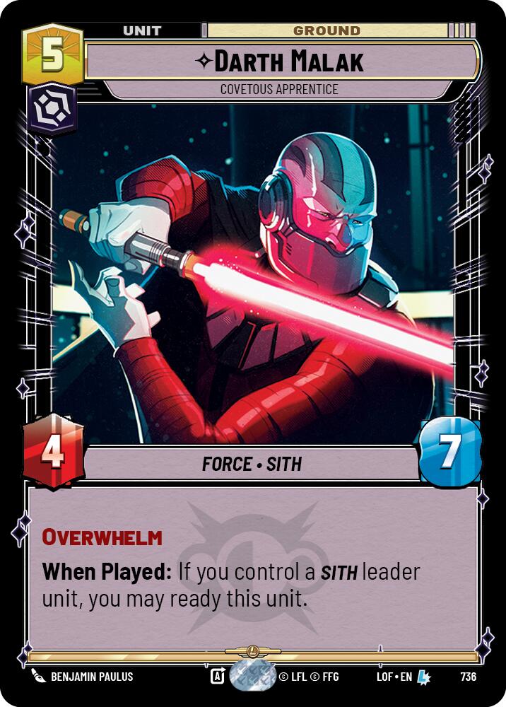 Darth Malak - Covetous Apprentice (Foil) [LOF - 736]