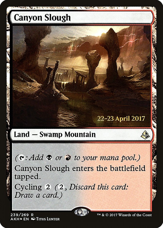 Canyon Slough [Amonkhet Prerelease Promos] | The Clever Kobold