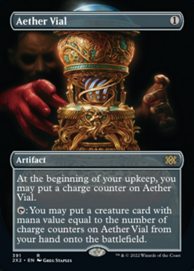 Aether Vial (Borderless Alternate Art) [Double Masters 2022] | The Clever Kobold