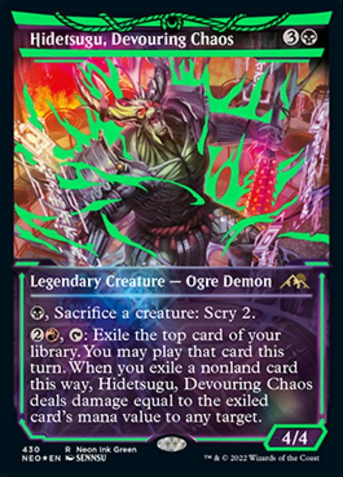 Hidetsugu, Devouring Chaos (Neon Ink Green) [Kamigawa: Neon Dynasty] | The Clever Kobold